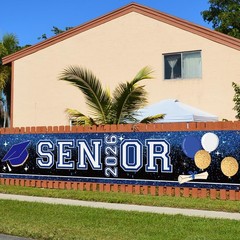 Senior 2026 Blue and White Graduation Party Decorations Larger Banner Yard Sign