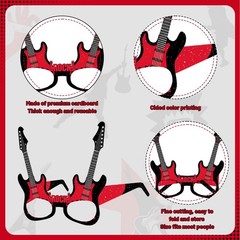 24 PCS Rock and Roll Party Decorations Rock Star Paper Glasses Rock Photo Boo…