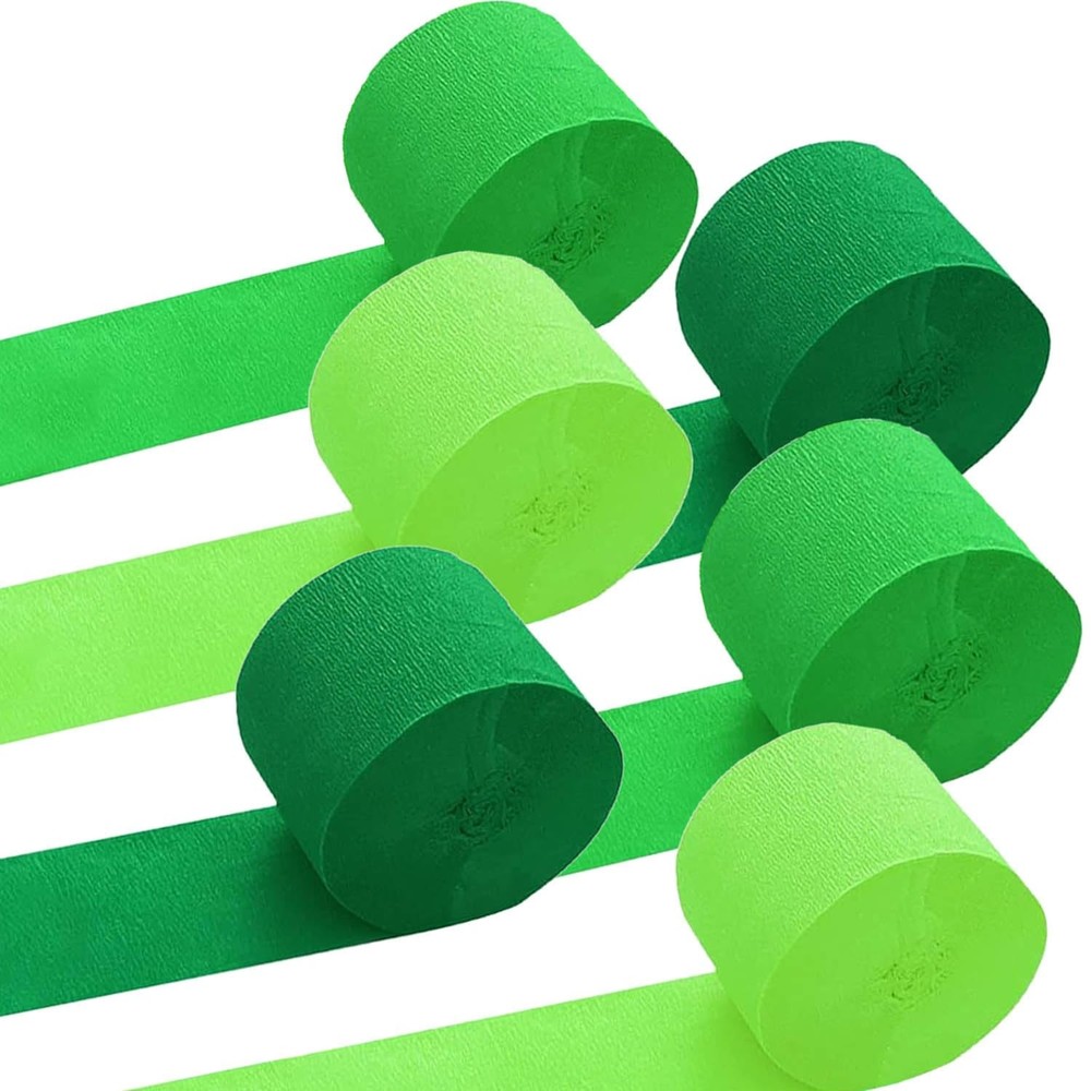 Green Crepe Paper 6 Rolls Streamers in 3 Colour for Graduation