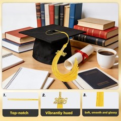 60 Pcs Gold Graduation Cap Tassel Decorations 2026, Grad Party Supplies & Gifts