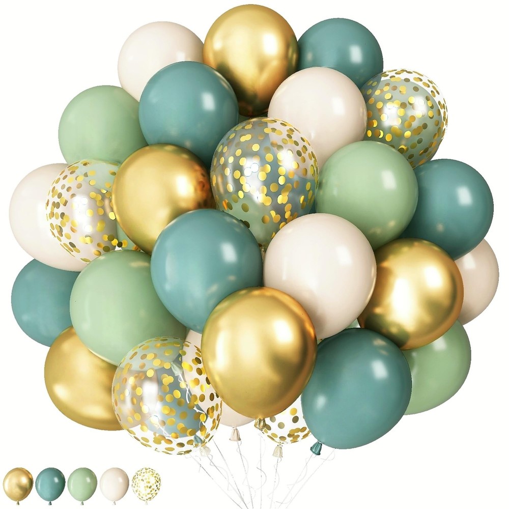 Dusty Blue Sage Green Balloon, 60PCS Pastel Olive Green Slate Blue Beige Whit…