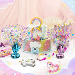 6 Pcs Unicorns Table Decorations Rainbow Metallic Gleam Foil Spray Centerpieces