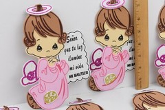 10 pc Recuerdos Nina Rosa Angel Bautizo Party Favor Baptism Prayer Verse Wings