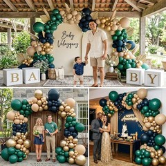 Double Navy Blue and Dark Green Balloon Arch Garland Kit