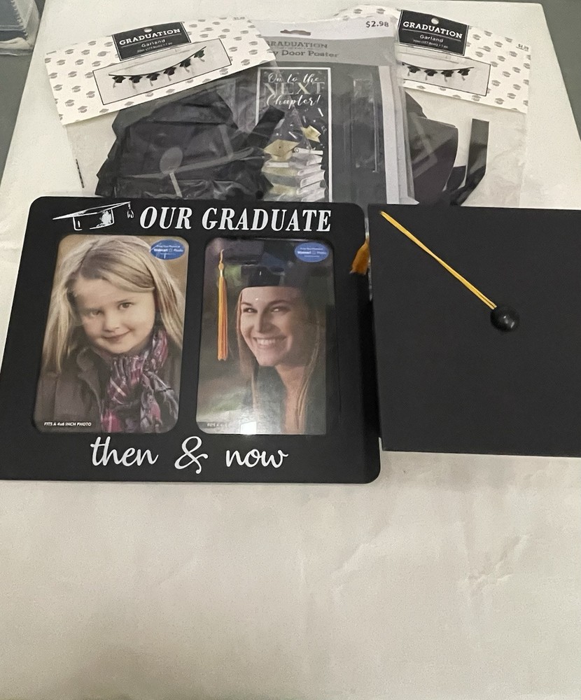 New Graduation Party Supplies And Decorations Door Cover, Garland, Frame Lot
