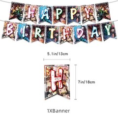 Anime Demon Slayer Birthday Party Decorations,Balloon Banner Cake Toppers Set