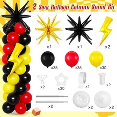 2 Set Cartoon Theme Balloon Column Stand Kit with Lightning Explosion Star Fo…