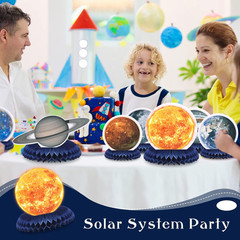 10 Pieces Space Solar System Theme Honeycomb Centerpieces Table Topper Outer Spa
