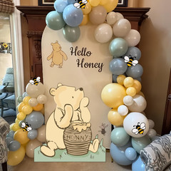 131PCS Classic Winnie Baby Shower Birthday Decorations Large Winnie Coroplast Cu