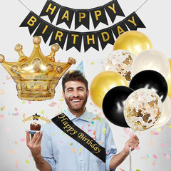 Black and Gold Birthday Decorations for Men Women, Black and Gold Party Decorati