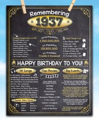 86th Birthday Party Decorations (Eighty-six) – Remembering The Year 1937
