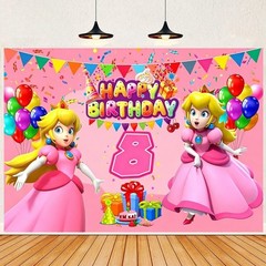 Personalised Peach Princess Backdrop Banner Birthday Party Photo Decoraions
