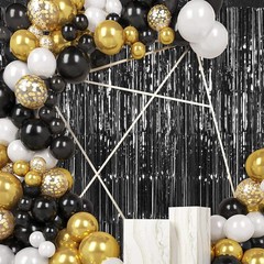 12 Pack Red Fringe Curtain Party Streamers 3.3×8.2 Ft Foil Tinsel Backdrop