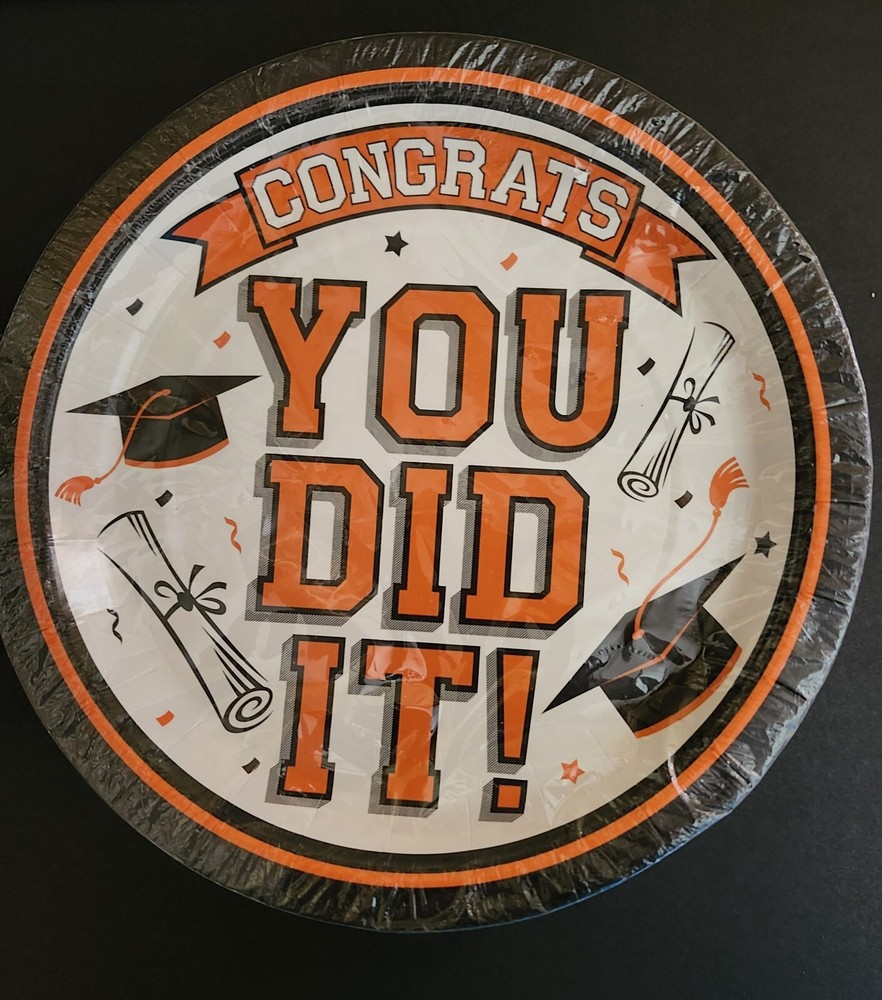 FREE 50 Orange Congrats GRAD Congratulations Graduation Desert Plates 2026 US