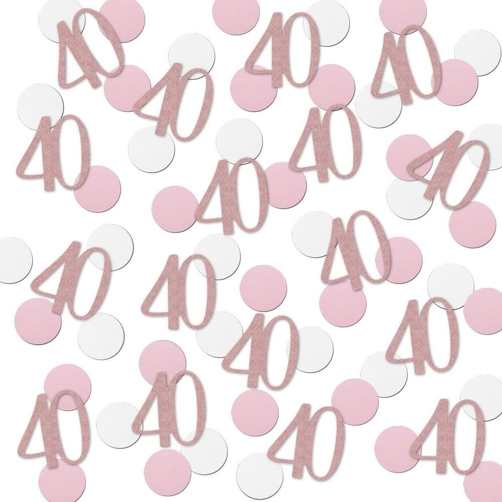 Rose Gold 40 Confetti, 40th Glitter Birthday Number Confetti, 200pcs Annivers…