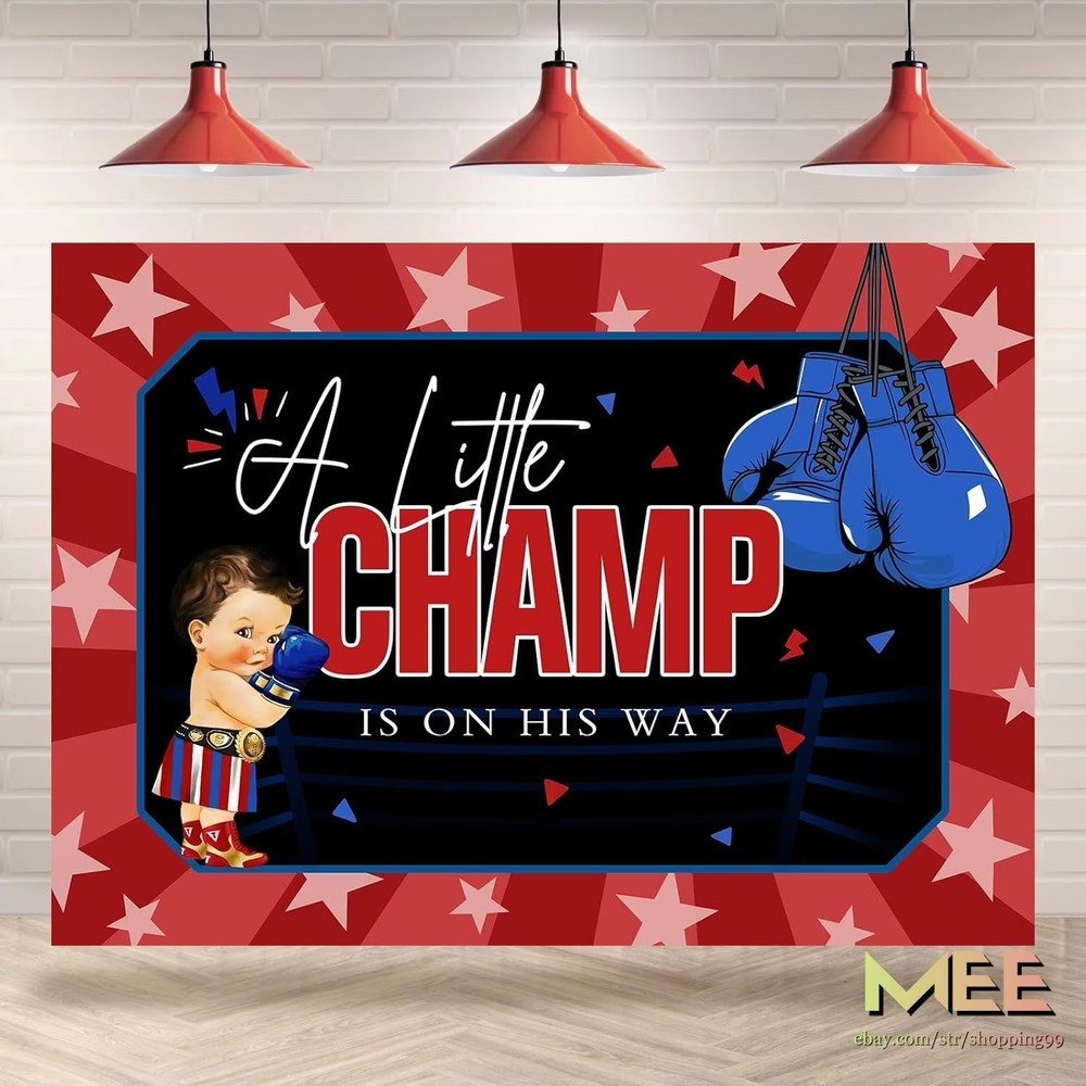 Boxing Theme Baby Shower Backdrop Little Champ Newborn Birthday Party Decoration