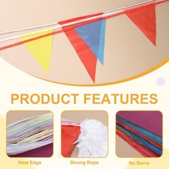 Pennant Banner Flags Triangle Banner Flags Garland Pennant String with Rope -…
