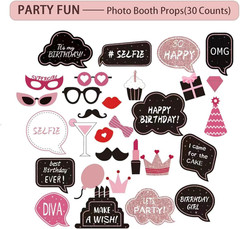 Birthday Decorations for Women, 229 Pcs Rose Gold and Black Happy Birthday Suppl