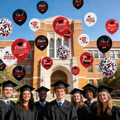 2026 Red & Black Graduation Decorations Set 63Pcs Graduation Grad Latex Ball…