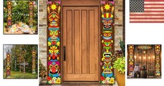 Tiki Party Decorations: 2-Pack Hibiscus Polyester Banners for Luau Celebrations