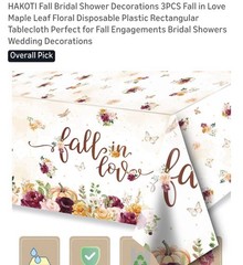 3 Pcs Fall in Love Tablecloths, Fall Bridal Shower Decorations Autumn Wine
