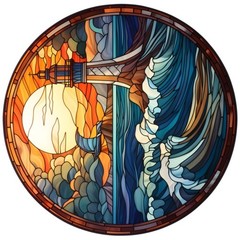 Stained Glass Window Hanging 20cm Embossed Diamond Theme for Home and Office