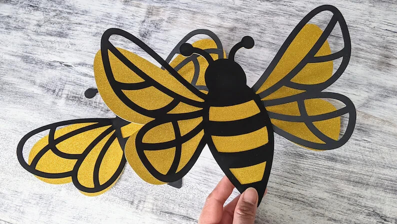 Set of 6 Large Bee Cutouts Birthday Decor, Bee Theme Party, Large & Small Bee