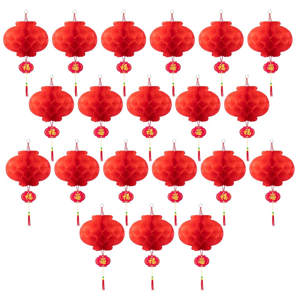 Chinese Red Paper Lanterns 10 Inch Decorative Set of 20 Festive Lanterns