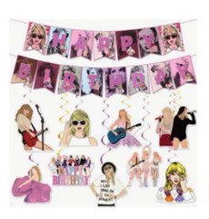 Taylor swift Swiftie Birthday Party Decorations: Happy Banner and Hanging Swirls