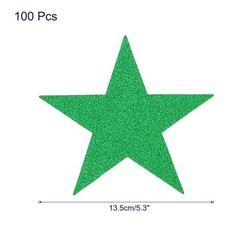 100 PCS Green Glitter Star Cutouts Paper 5.3 Inch Confetti Party Decor