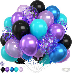 Black Purple Teal Blue Balloons,12 Inch Metallic Blue Purple Teal Blue Confetti