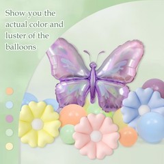 143pcs Wildflower Balloon Arch Kit with Pastel Floral Flower Butterfly Balloo…