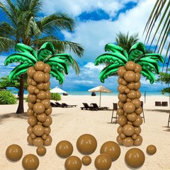 124 PCS Palm Tree Leaves Coconut Balloons Set 14 PCS Green Foil Coconut Tree …