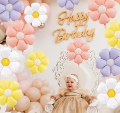 16 Pieces Daisy Foil Balloons – 4 Colors 21 & 12 Inches Boho Flower Mylar Bal…