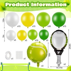 108 Pcs Tennis Party Decorations Tennis Balloon Arch Garland Kit White Green …