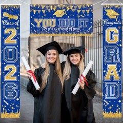 Graduation Door Banner 3 Pieces Set blue Graduation Door Decorations 2026 Congra