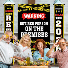Retirement Party Decorations – Funny Caution Banner for Coworker Farewell