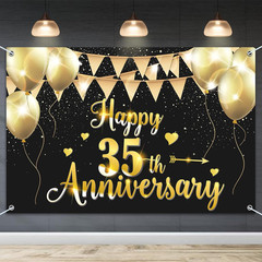6x4ft Happy 35th Anniversary Banner Backdrop – 35 Wedding Anniversary Decoration