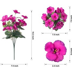 Flexible Stem Artificial Hibiscus Silk Flower for Outdoor Porch Decoration
