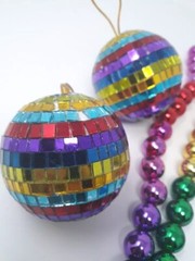 Pride Rainbow Lot Of 5 Mirrored Disco Ball Ornament & Bead Necklace LGBTQ