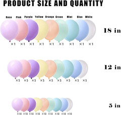Macaron Colorful Balloons,144Pcs Mixed Size 5/12/18 Inch Assorted Pastel 9 Color
