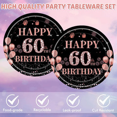 40Pcs 60Th Birthday Decorations for Women Vintage Black Rose Gold 1966 60 Years