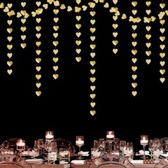 Glitter Champagne-Gold Engagement Party-Decorations Heart-Garland – 52ft Hang…