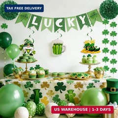 St. Patrick’s Day Decorations Kit with Lucky Banner, Hanging Swirls, Glitter Sha