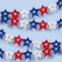 10ft Red, White & Blue Paper Star Banner Set of 2 for Patriotic Celebrations
