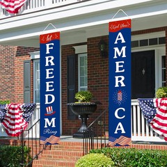 4th of July Decorations Hanging American Flag Banners Patriotic Outdoor Porch