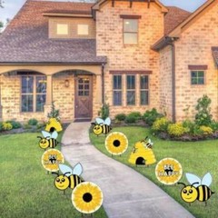 Bee Happy Honey Bee Yard Signs & Decorations Pathway Markers 10 piece set – FREE