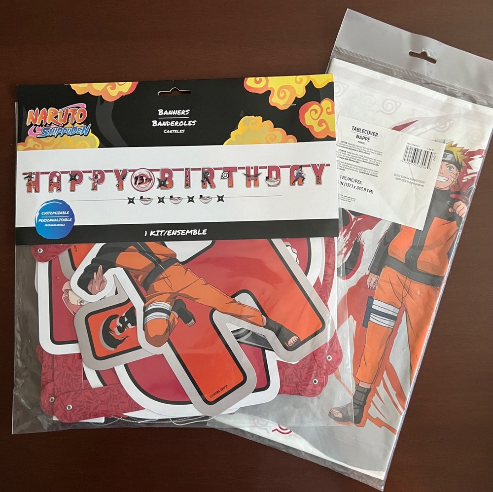 New Naruto Party Happy Birthday Banner and Plastic Tablecloth