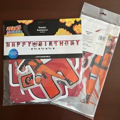 New Naruto Party Happy Birthday Banner and Plastic Tablecloth