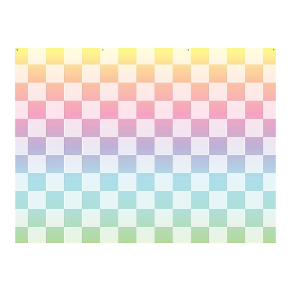Rainbow Pastel-Colored Checkered Polyester Backdrop, 8 Ft x 6 Ft